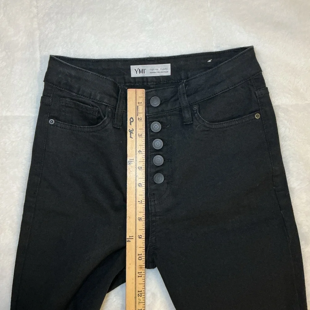 YMI Black Flare Jeans with Button Front - Picture 5 of 7
